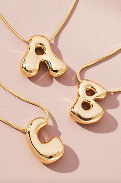 Anthropologie Bubble Letter Monogram Necklace