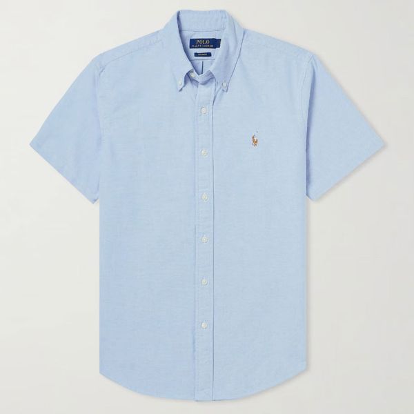 Polo Ralph Lauren Button Down-Collar Logo-Embroidered Cotton Oxford Shirt - Blue