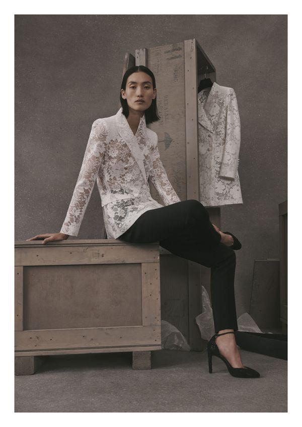 Givenchy Floral Lace Double-Breasted Blazer