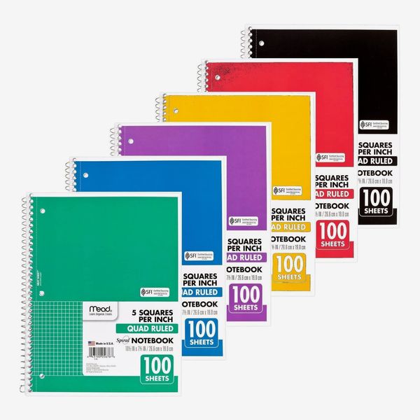 Mead Spiral Notebook, 1 Subject, Quad Ruled, 100 Sheets, Grid Notebook with Engineering Graph Paper