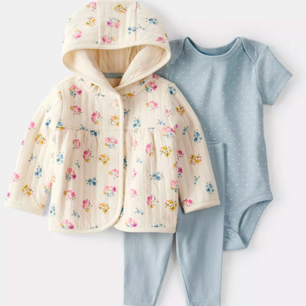 Carter's Baby Girls Floral Quilted 3 Piece Set