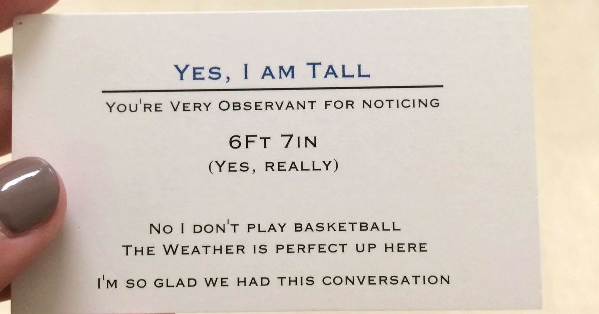 Tall Teenager Has Business Cards If You Ask About His Height