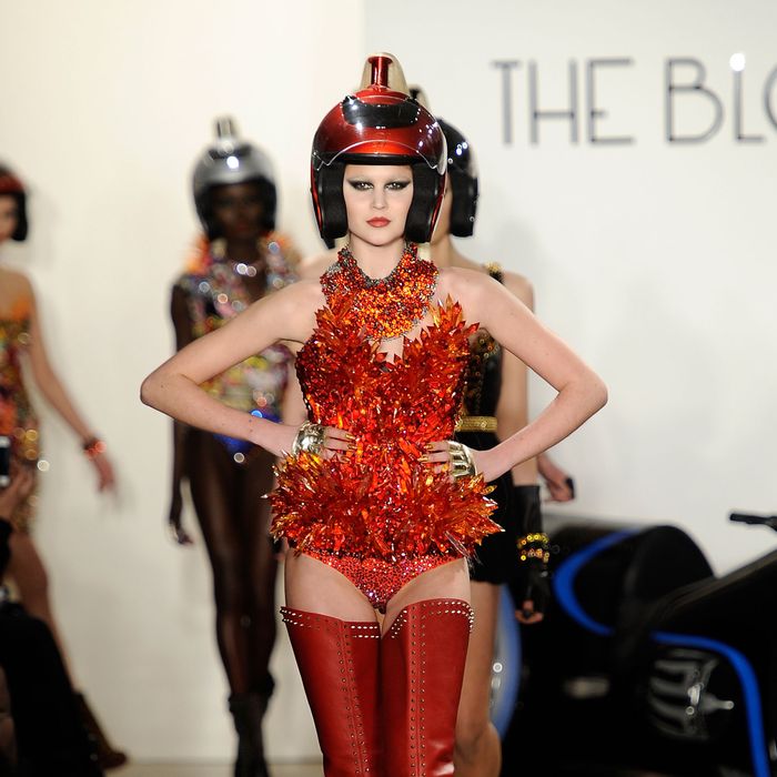 NEW YORK, NY - FEBRUARY 15: A model walks the runway at the The Blonds Fall 2012 fashion show during Mercedes-Benz Fashion Week at Milk Studios on February 15, 2012 in New York City. (Photo by Fernanda Calfat/Getty Images)