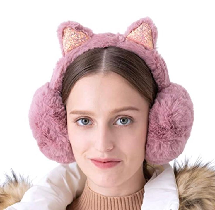 180s Women's Adjustable Down Puffy Quilt Behind-the-Head Ear Muffs/ Warmer NEW! 
