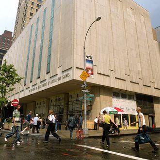 The exterior of the first Mormon temple in the Manhattan is seen May 12, 2004 in New York City.