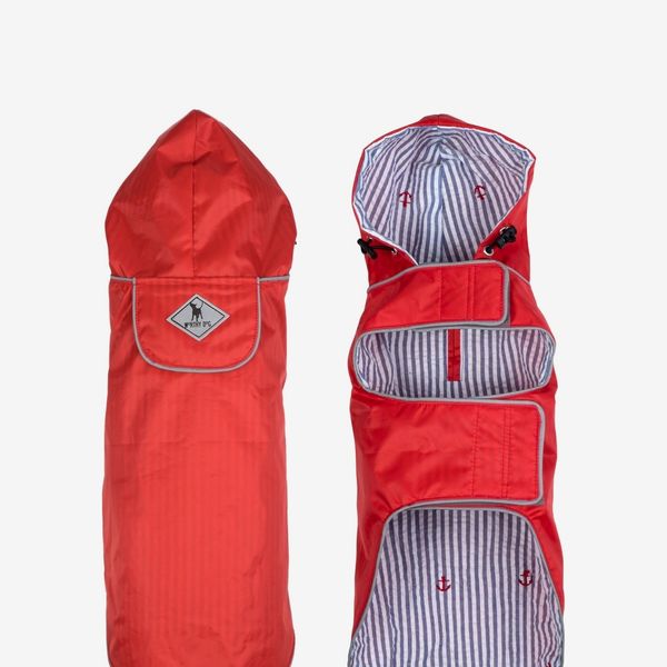 The Worthy Dog Seattle Slicker Jacket Dog Raincoat, Red, Medium