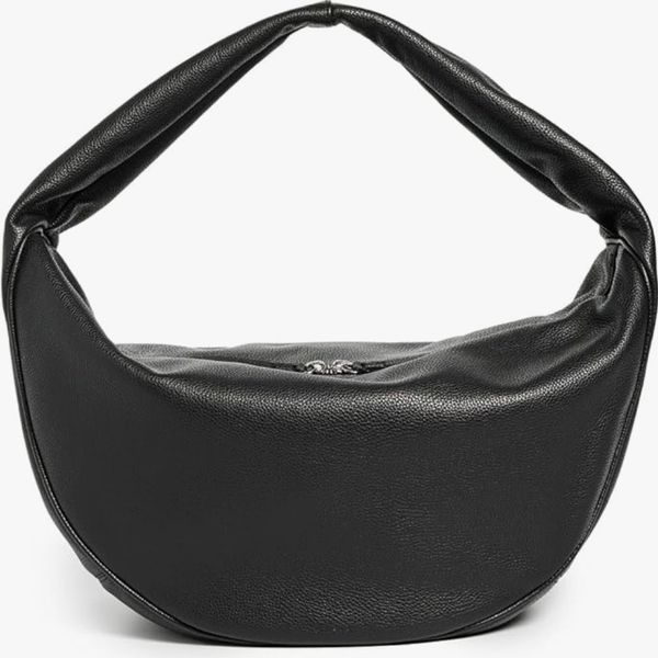 By Far Maxi Cush Black Small Grain Calf Leather Hobo Bag