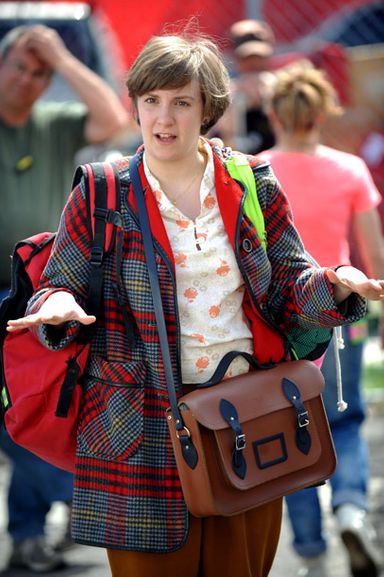 Satchels! Backpacks! Plaids! Lots going on for Hannah.