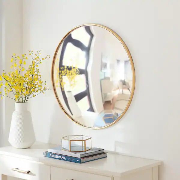 Home Decorators Collection Round Convex Mirror in Gold