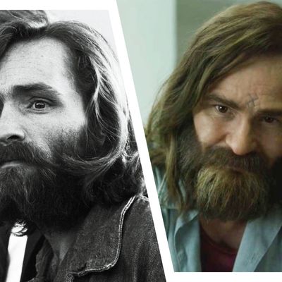 Charles Manson, left, is played by Damon Herriman.