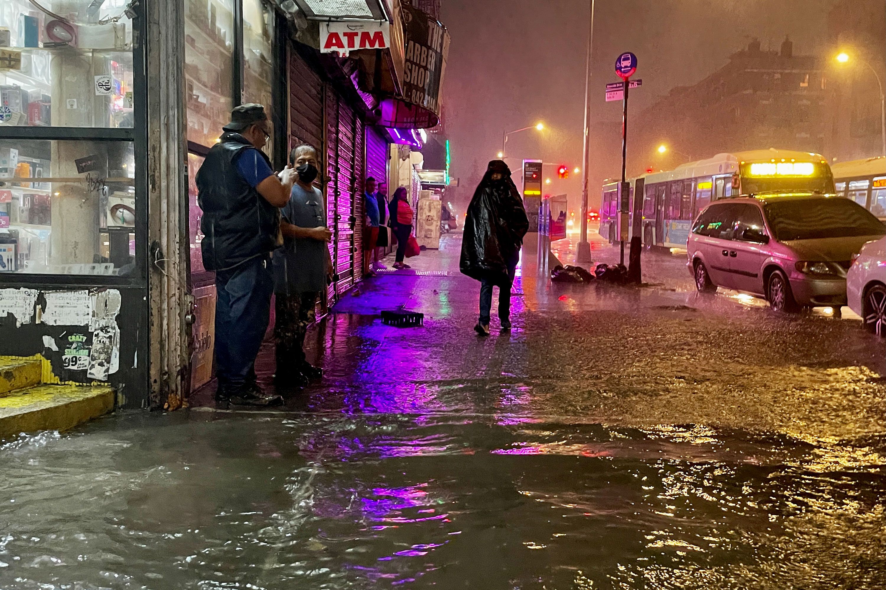 Flooding in New York City. The picture on the left is Central