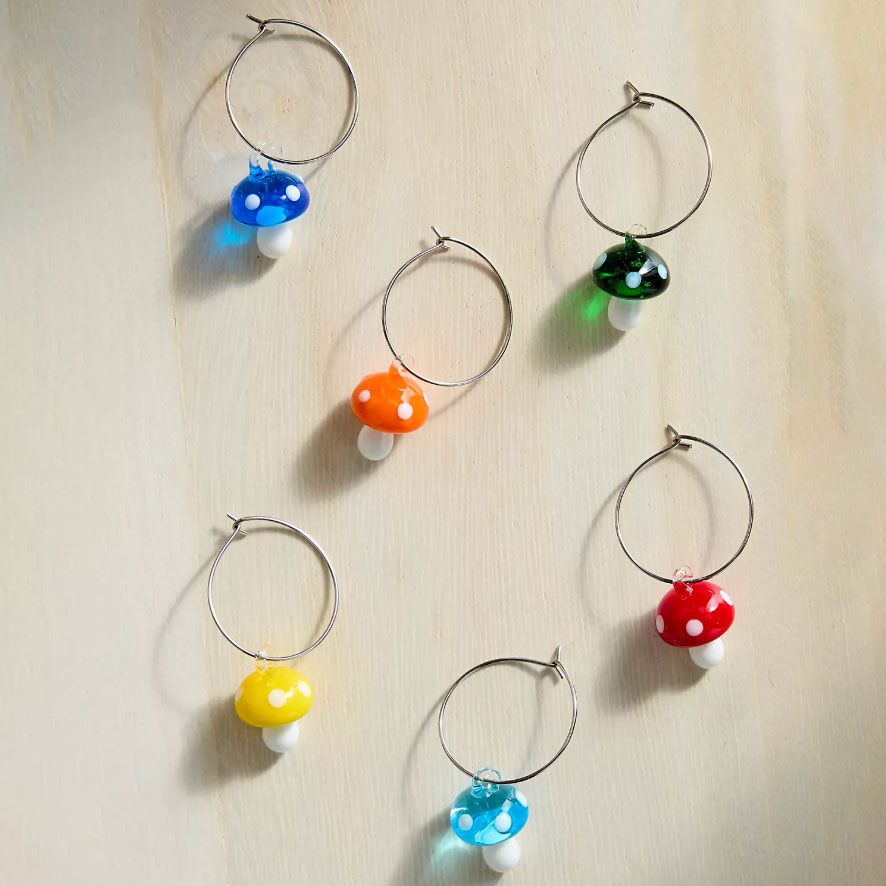 Mushroom Wine Charms, Set of 6