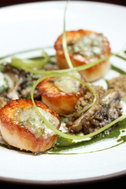 seared with sorrel, lemon, and Maitake mushrooms