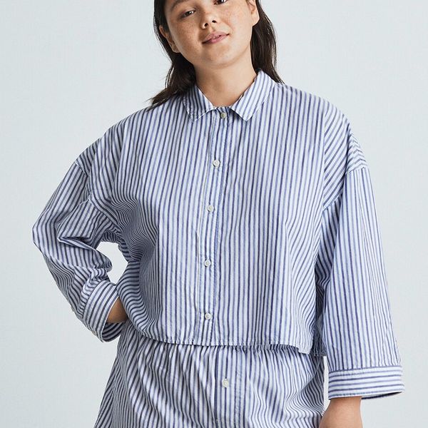 Everlane The Woven P.J. Top - Blue/White