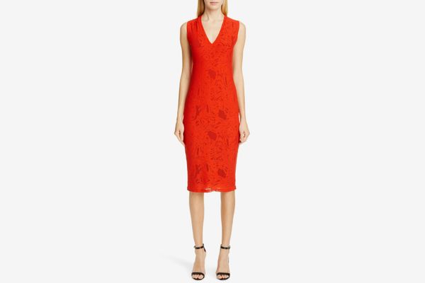 Fuzzi Lace V-Neck Midi Dress