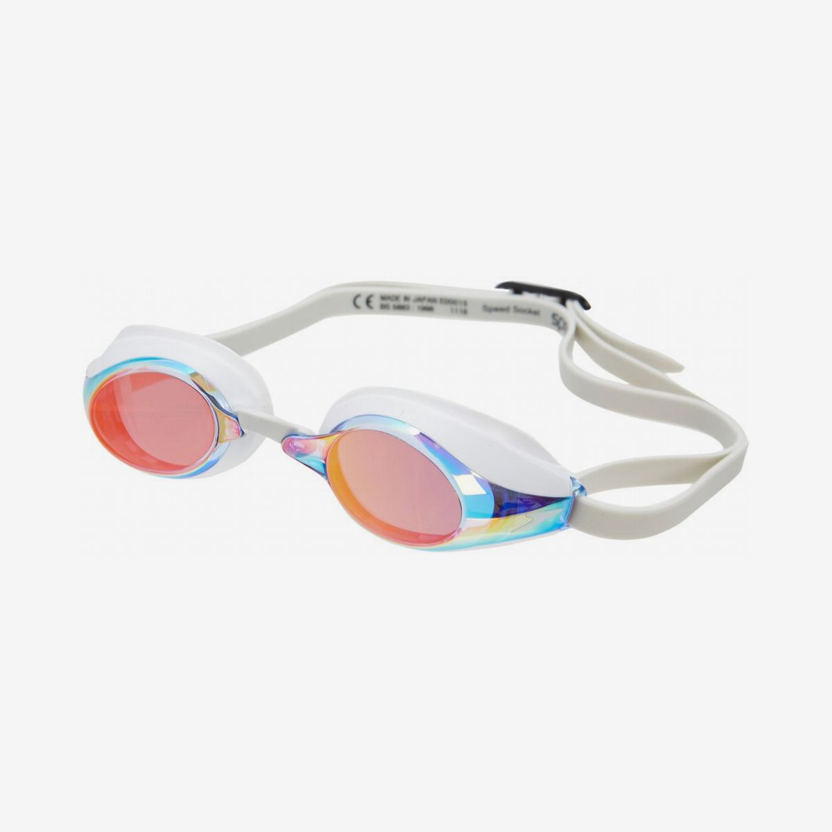 Speedo Jet Mirror Senior Adult Goggles Swimming Black Orange Trim CL 