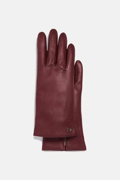 COACH Sculpted Signature Leather Tech Gloves, Wine