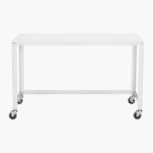 CB2 Go-Cart White Metal Desk on Wheels