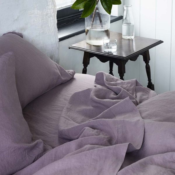 Piglet Elderberry 100 Percent Linen Flat Sheet