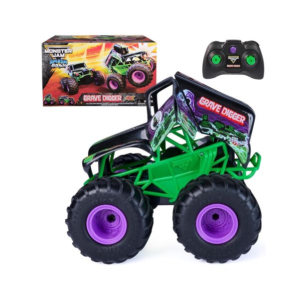 Monster Jam, Official Smash & Bash Grave Digger Remote Control Indoor & Outdoor Vehicle