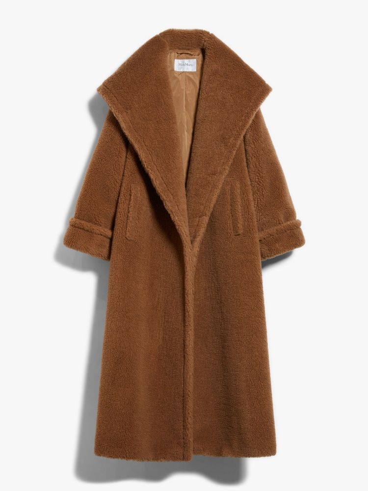 Oversized Teddy Wrap Coat in Camel