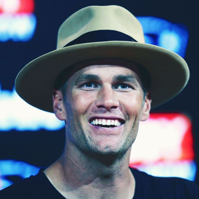 Tom Brady Wears Giant Hat At Patriots Preseason Game