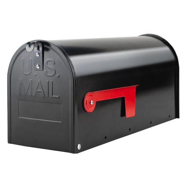 Black Post Mount Galvanized Steel Mailbox