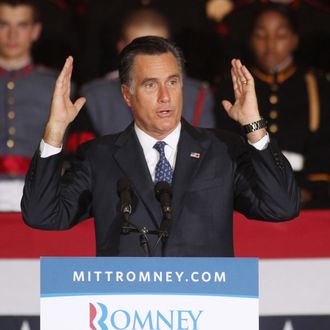 Republican U.S. presidential candidate and former Massachusetts Governor Mitt Romney speaks during a rally at Valley Forge Military Academy and College September 28, 2012 in Wayne, Pennsylvania. Romney continued to campaign for his run for the White House in the battleground state of Pennsylvania.