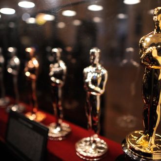 The Oscar Statue production display at the Meet the Oscar Exhibit at Grand Central Terminal