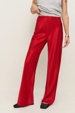 Reformation Gale Satin Mid Rise Bias Pant