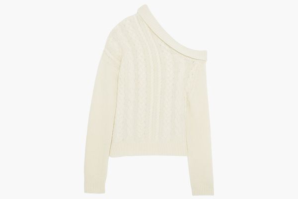 Elaine one-shoulder cable-knit wool-blend sweater