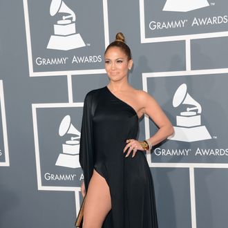 LOS ANGELES, CA - FEBRUARY 10: Singer Jennifer Lopez arrives at the 55th Annual GRAMMY Awards at Staples Center on February 10, 2013 in Los Angeles, California. (Photo by Jason Merritt/Getty Images)