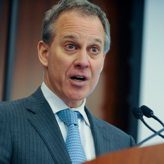 Eric Schneiderman, attorney general of New York, speaks at New York Law School in New York, U.S., on Tuesday, March 18, 2014. Schneiderman has opened a broad investigation into whether U.S. stock exchanges and alternative venues provide high-frequency traders with improper advantages, a person with direct knowledge of the matter said. 
