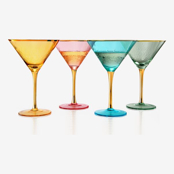 The Wine Savant Multi-Color Crystal Martini Glasses