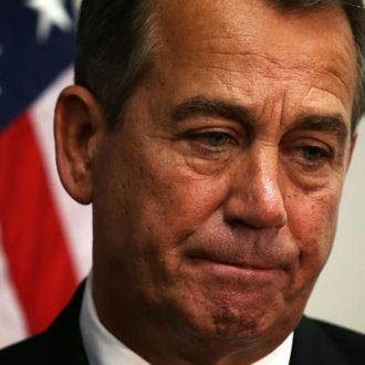 U.S. Speaker of the House Rep. John Boehner (R-OH) listens during a media availability after a House Republican Conference meeting December 18, 2012 on Capitol Hill in Washington, DC. Speaker Boehner announced that he is moving to a plan B to solve the fiscal cliff issue and he will put a bill on the floor that increases taxes for people whose incomes are more than one million dollars. 