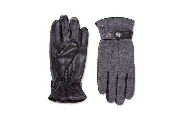 Dents Guildford Mélange Flannel And Leather Gloves