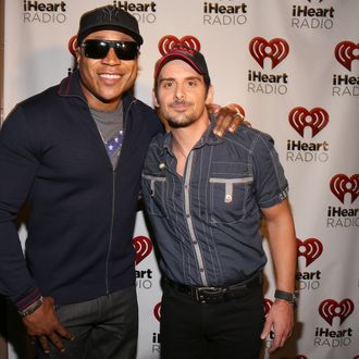 LAS VEGAS, NV - SEPTEMBER 22: Actor/rapper LL Cool J (L) and recording artist Brad Paisley appear backstage during the 2012 iHeartRadio Music Festival at the MGM Grand Garden Arena on September 22, 2012 in Las Vegas, Nevada. (Photo by Christopher Polk/Getty Images for Clear Channel)