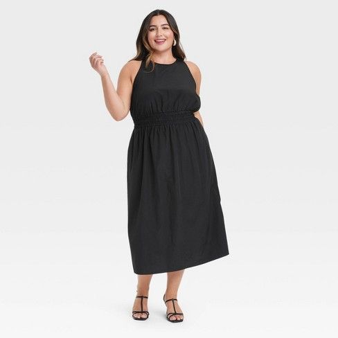 Target A New Day Women's Poplin Cross Back Midi Dress (Black)