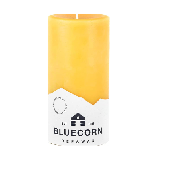 Bluecorn Beeswax Pillar Candle