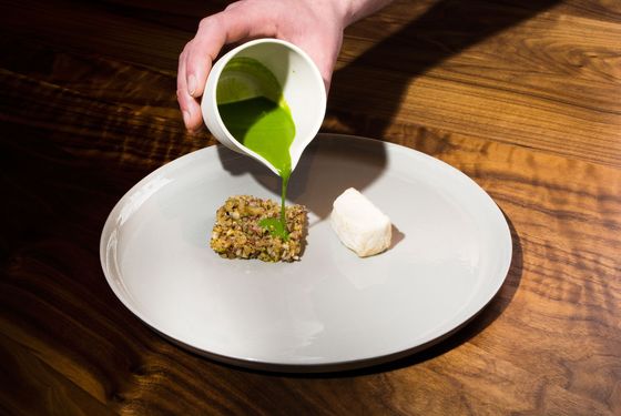 Halibut &#8212; artichoke, watercress.