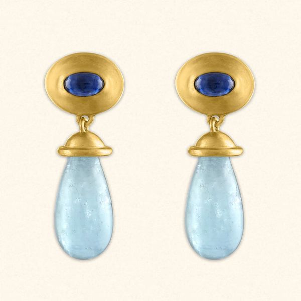 Prounis Aquamarine and Sapphire Alabastra Earrings