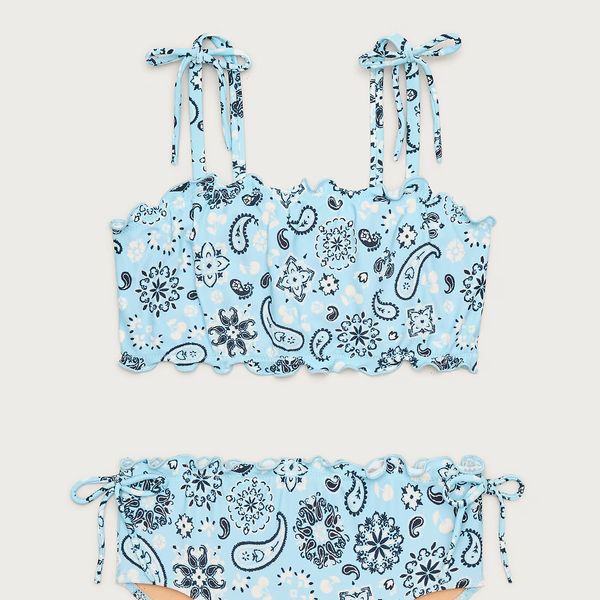 J.Crew Girls' Lettuce-Edge Two-Piece - Chateau Blue