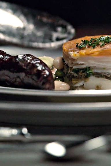 "What am I about to put in my mouth," asks Jack, Hannibal's most frequent dinner guest.
"Rabbit."
"He should have hopped faster."
HAHA CUT TO A MAN RUNNING AWAY IN THE WOODS.