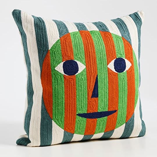 Dusen Dusen Face Embroidered Pillow