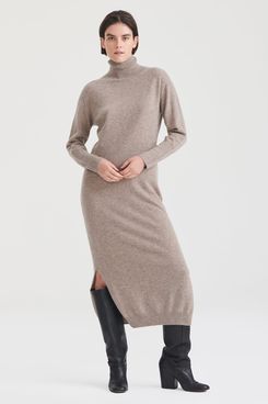 Naadam Cashmere Turtleneck Dress with Slits