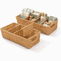 Cantalop Rattan Storage Bin with Removable Dividers