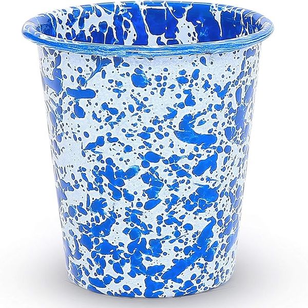 Crow Canyon Home Enamelware Tumbler - Blue/White Splatter, 10 oz.