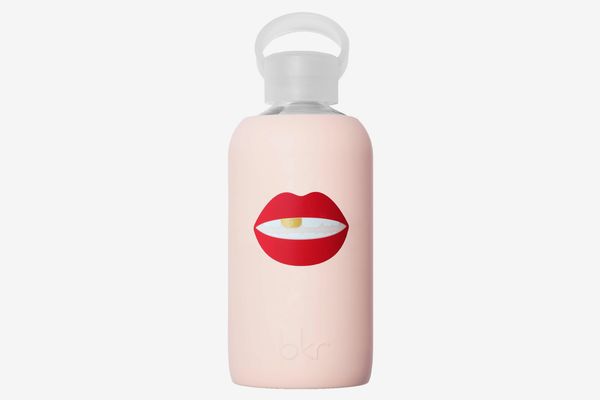 BKR Lip Print 16-Ounce Glass Water Bottle