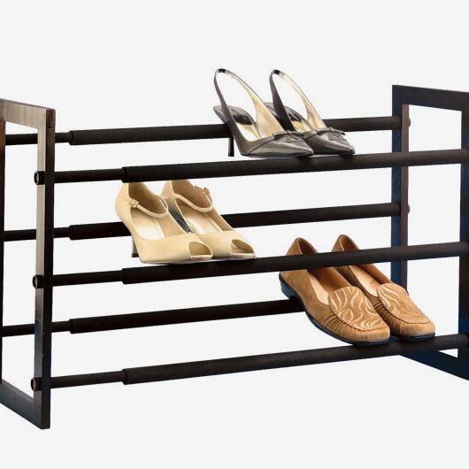 The Container Store Walnut Three-Tier Grippy Shoe Rack