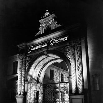 Illuminated Main Gate of Paramount Pictures Studio